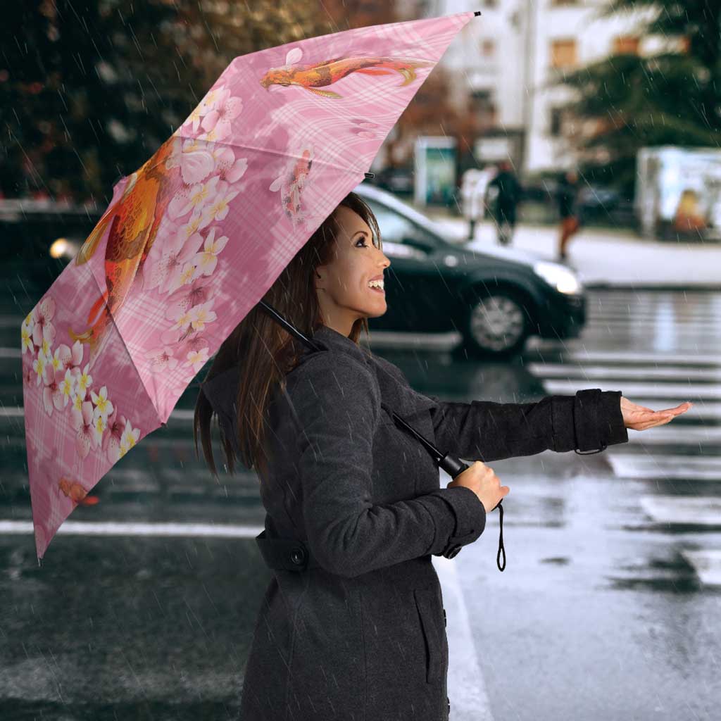 Pink Palaka Hawaiian And Japanese Umbrella Sakura Lei With Koi Fish DT05 - Polynesian Pride