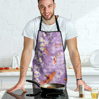 Purple Palaka Hawaiian And Japanese Apron Sakura Lei With Koi Fish DT05 - Polynesian Pride
