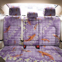 Purple Palaka Hawaiian And Japanese Back Car Seat Cover Sakura Lei With Koi Fish DT05 - Polynesian Pride