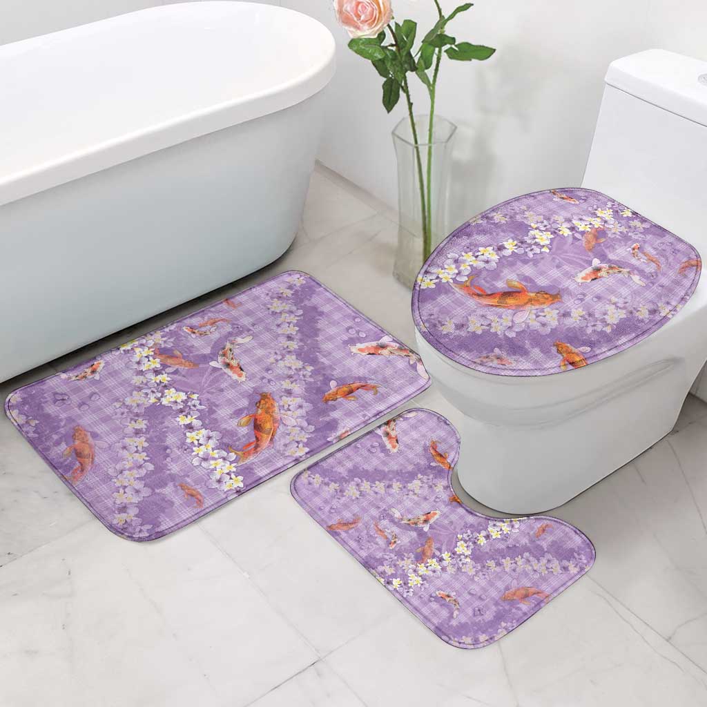 Purple Palaka Hawaiian And Japanese Bathroom Set Sakura Lei With Koi Fish - Polynesian Pride