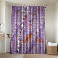 Purple Palaka Hawaiian And Japanese Bathroom Set Sakura Lei With Koi Fish - Polynesian Pride