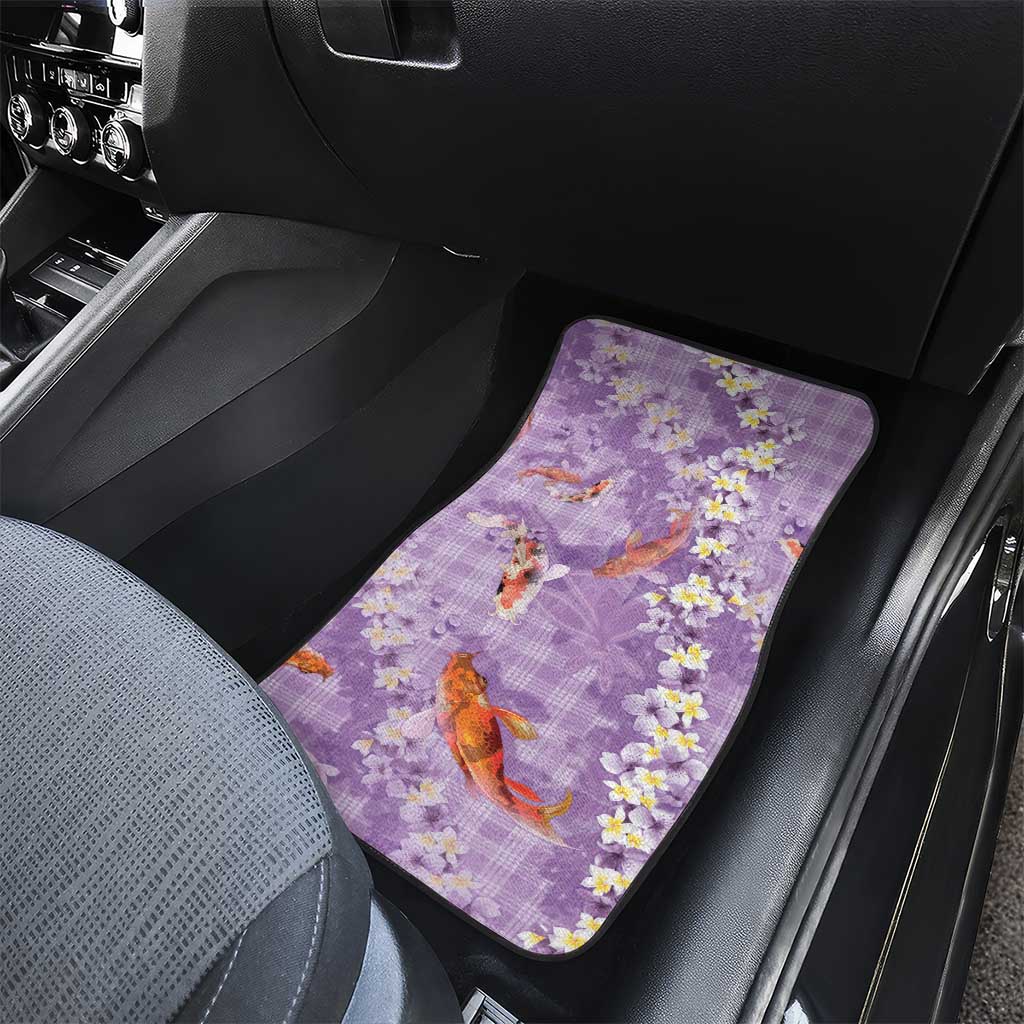 Purple Palaka Hawaiian And Japanese Car Mats Sakura Lei With Koi Fish - Polynesian Pride
