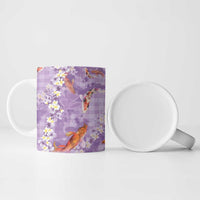 Purple Palaka Hawaiian And Japanese Ceramic Mug Sakura Lei With Koi Fish DT05 - Polynesian Pride