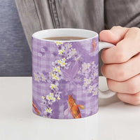 Purple Palaka Hawaiian And Japanese Ceramic Mug Sakura Lei With Koi Fish DT05 - Polynesian Pride