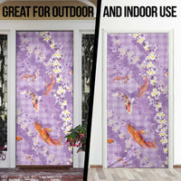 Purple Palaka Hawaiian And Japanese Door Cover Sakura Lei With Koi Fish DT05 - Polynesian Pride