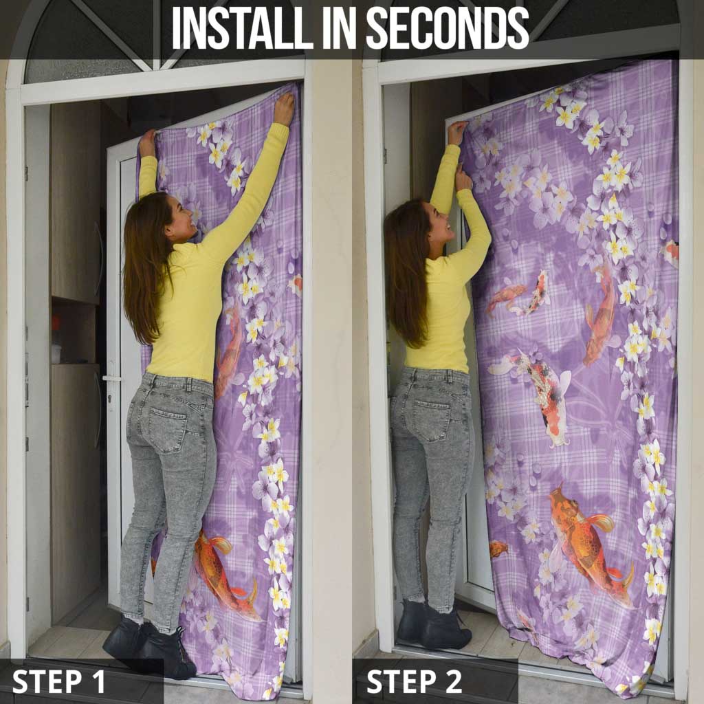Purple Palaka Hawaiian And Japanese Door Cover Sakura Lei With Koi Fish DT05 - Polynesian Pride