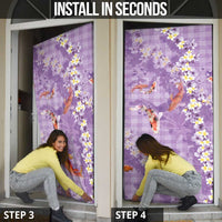 Purple Palaka Hawaiian And Japanese Door Cover Sakura Lei With Koi Fish DT05 - Polynesian Pride