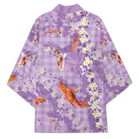 Purple Palaka Hawaiian And Japanese Kimono Sakura Lei With Koi Fish - Polynesian Pride