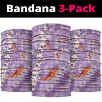 Purple Palaka Hawaiian And Japanese Neck Gaiter Sakura Lei With Koi Fish DT05 package One Size: 25*50cm Purple - Polynesian Pride