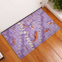 Purple Palaka Hawaiian And Japanese Rubber Doormat Sakura Lei With Koi Fish DT05 - Polynesian Pride
