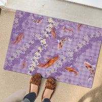 Purple Palaka Hawaiian And Japanese Rubber Doormat Sakura Lei With Koi Fish DT05 - Polynesian Pride