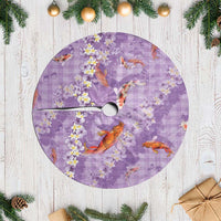 Purple Palaka Hawaiian And Japanese Tree Skirt Sakura Lei With Koi Fish DT05 Casual Purple - Polynesian Pride