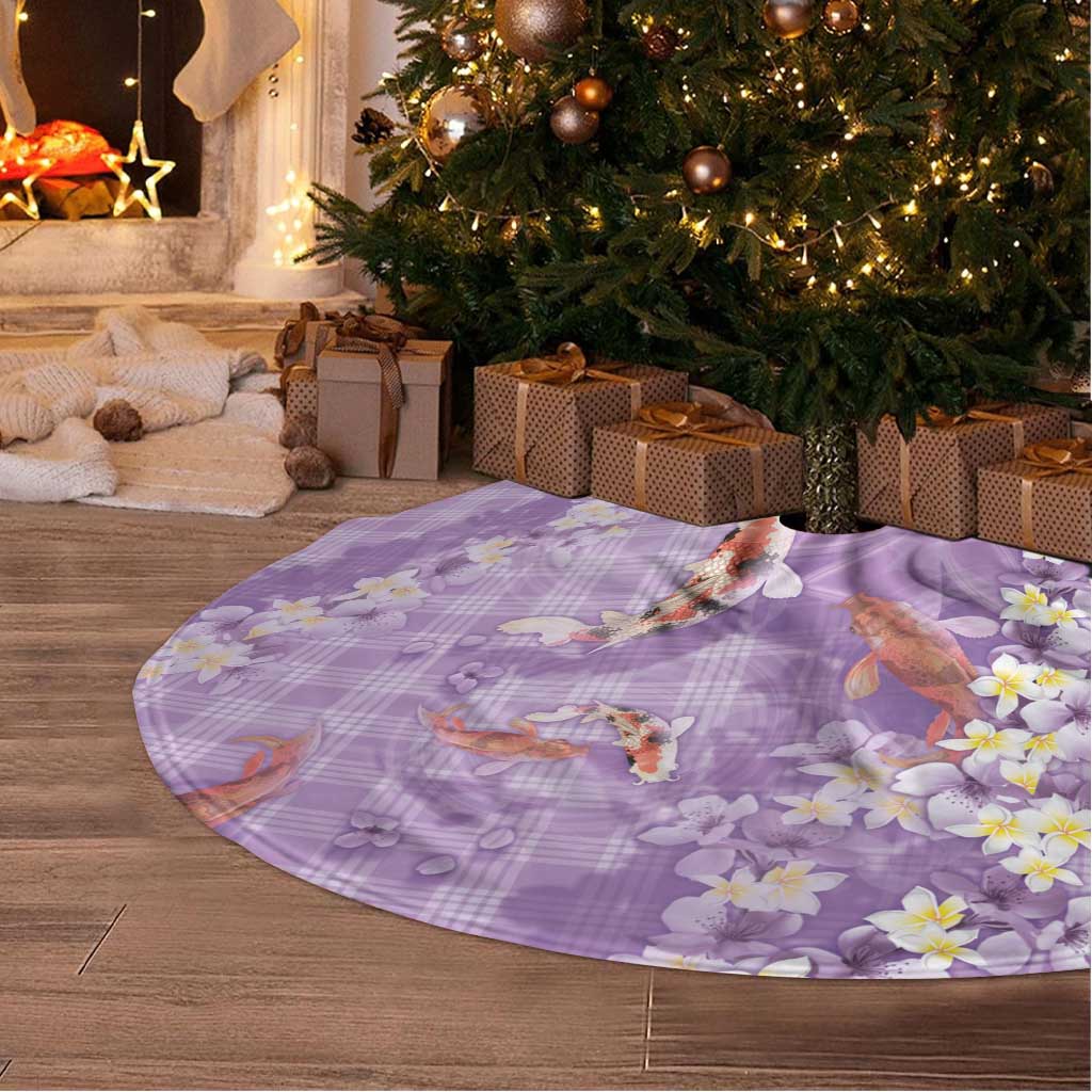 Purple Palaka Hawaiian And Japanese Tree Skirt Sakura Lei With Koi Fish DT05 - Polynesian Pride