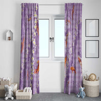 Purple Palaka Hawaiian And Japanese Window Curtain Sakura Lei With Koi Fish - Polynesian Pride