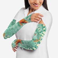 Green Palaka Hawaiian And Japanese Arm Sleeves Sakura Lei With Koi Fish DT05 - Polynesian Pride