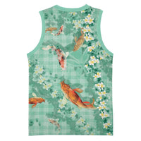 Green Palaka Hawaiian And Japanese Basketball Jersey Sakura Lei With Koi Fish DT05 - Polynesian Pride