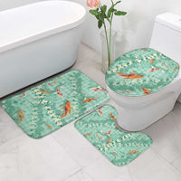 Green Palaka Hawaiian And Japanese Bathroom Set Sakura Lei With Koi Fish - Polynesian Pride