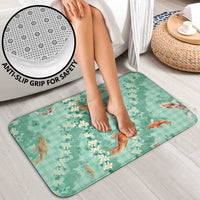 Green Palaka Hawaiian And Japanese Bathroom Set Sakura Lei With Koi Fish - Polynesian Pride