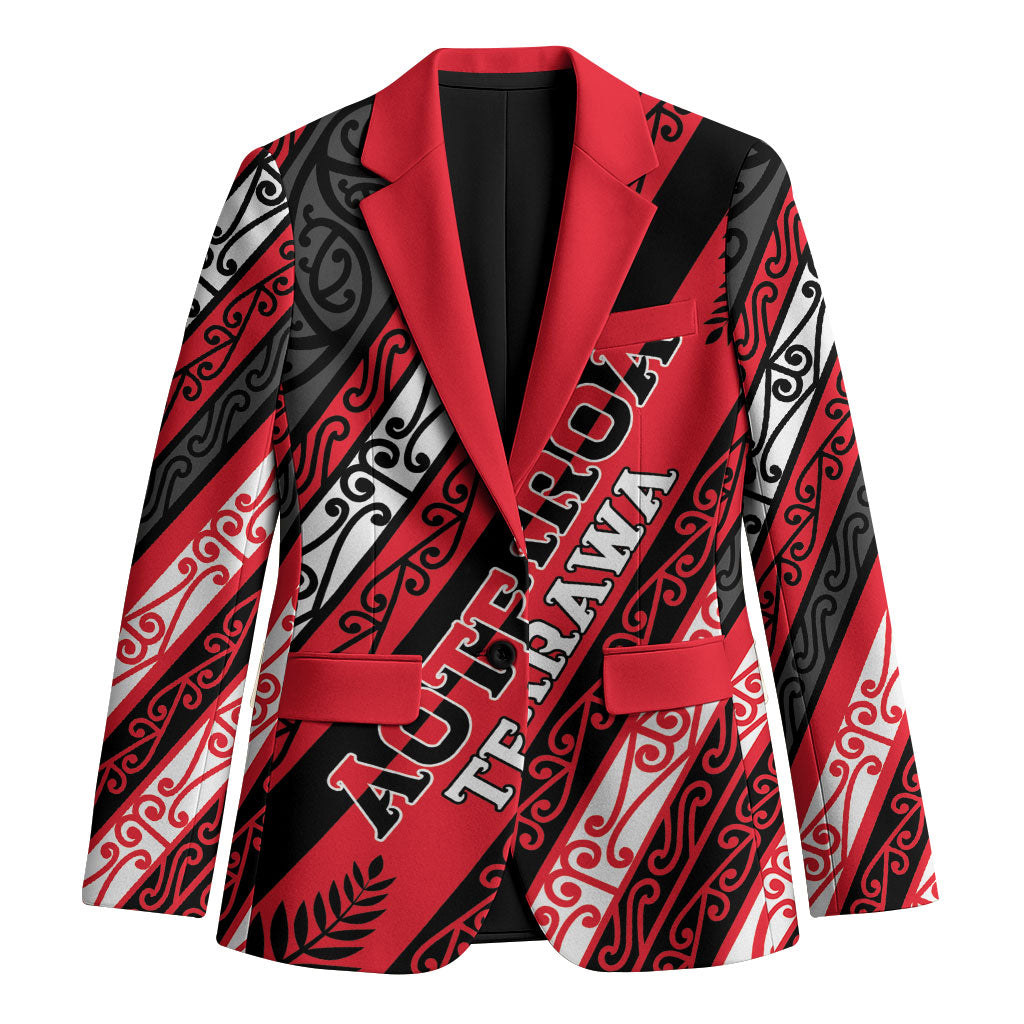 Personalised Aotearoa Te Arawa Blazer New Zealand Maori Tribal Fern Pattern DT05 Unisex Red - Polynesian Pride