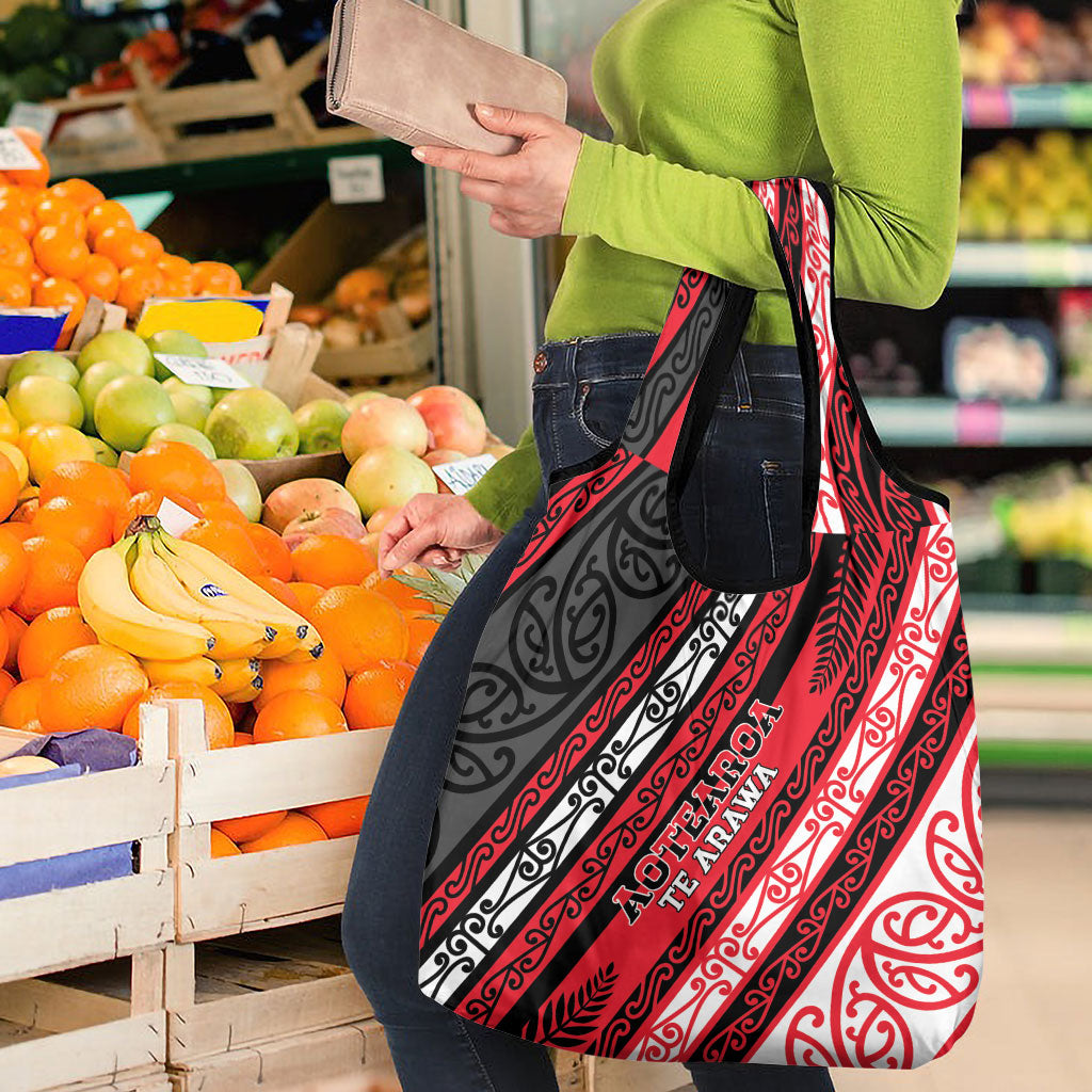 Aotearoa Te Arawa Grocery Bag New Zealand Maori Tribal Fern Pattern