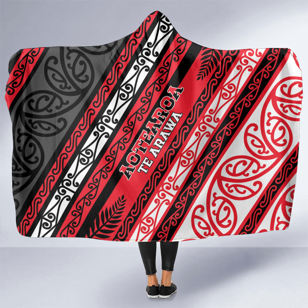 Aotearoa Te Arawa Hooded Blanket New Zealand Maori Tribal Fern Pattern