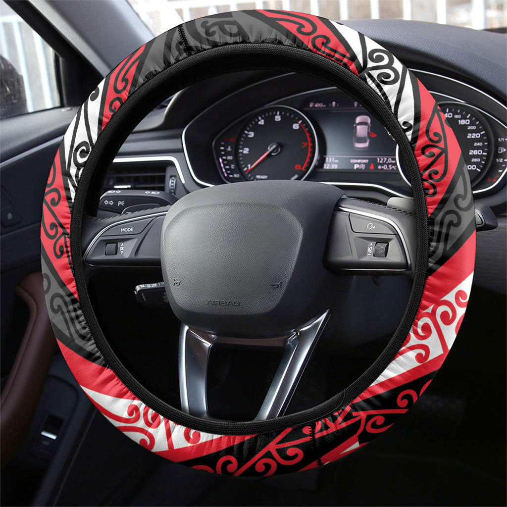 Aotearoa Te Arawa Steering Wheel Cover New Zealand Maori Tribal Fern Pattern