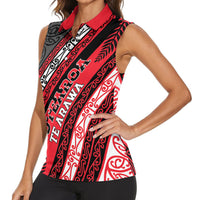 Personalised Aotearoa Te Arawa Women Sleeveless Polo Shirt New Zealand Maori Tribal Fern Pattern