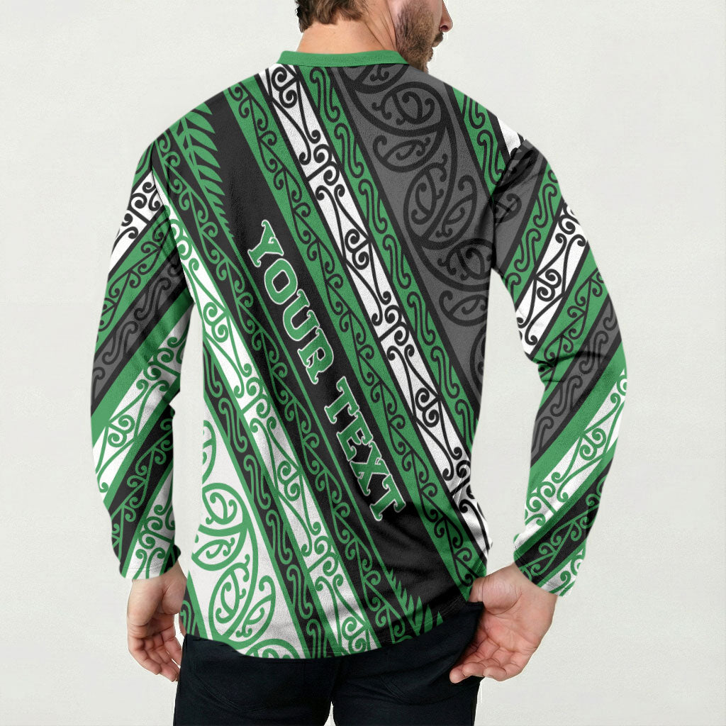 Personalised Aotearoa Ngati Maniapoto Button Sweatshirt New Zealand Maori Tribal Fern Pattern