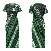 Personalised Aotearoa Ngati Maniapoto Couples Matching Short Sleeve Bodycon Dress and Long Sleeve Button Shirt New Zealand Maori Tribal Fern Pattern