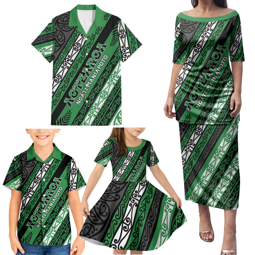 Personalised Aotearoa Ngati Maniapoto Family Matching Puletasi and Hawaiian Shirt New Zealand Maori Tribal Fern Pattern DT05 - Polynesian Pride