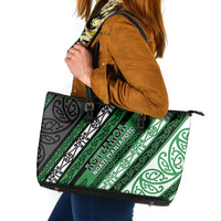 Aotearoa Ngati Maniapoto Leather Tote Bag New Zealand Maori Tribal Fern Pattern