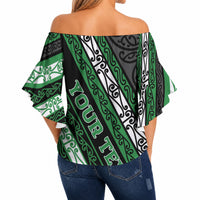 Personalised Aotearoa Ngati Maniapoto Off Shoulder Wrap Waist Top New Zealand Maori Tribal Fern Pattern DT05 - Polynesian Pride