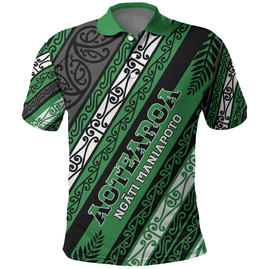 Personalised Aotearoa Ngati Maniapoto Polo Shirt New Zealand Maori Tribal Fern Pattern DT05 Green - Polynesian Pride
