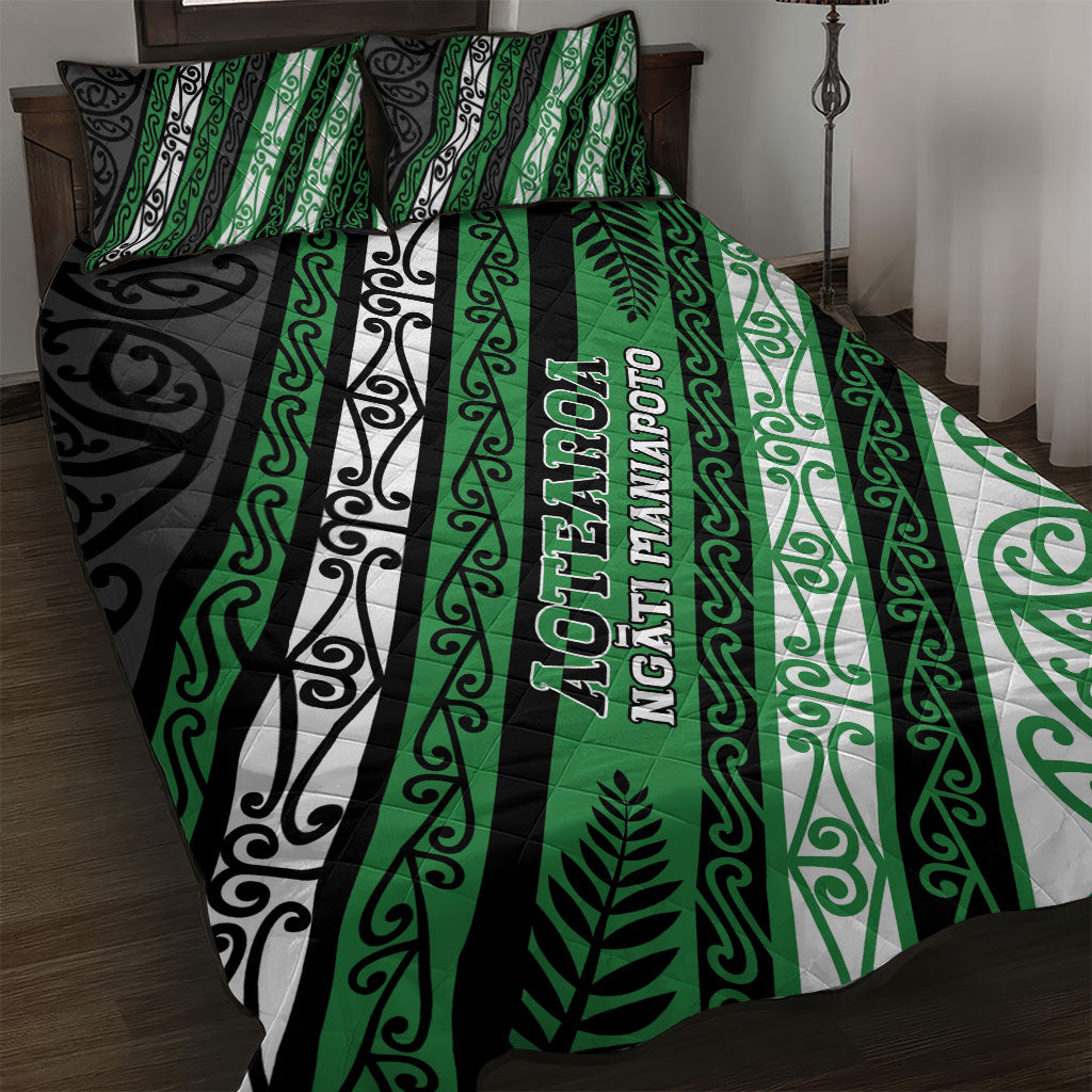Aotearoa Ngati Maniapoto Quilt Bed Set New Zealand Maori Tribal Fern Pattern