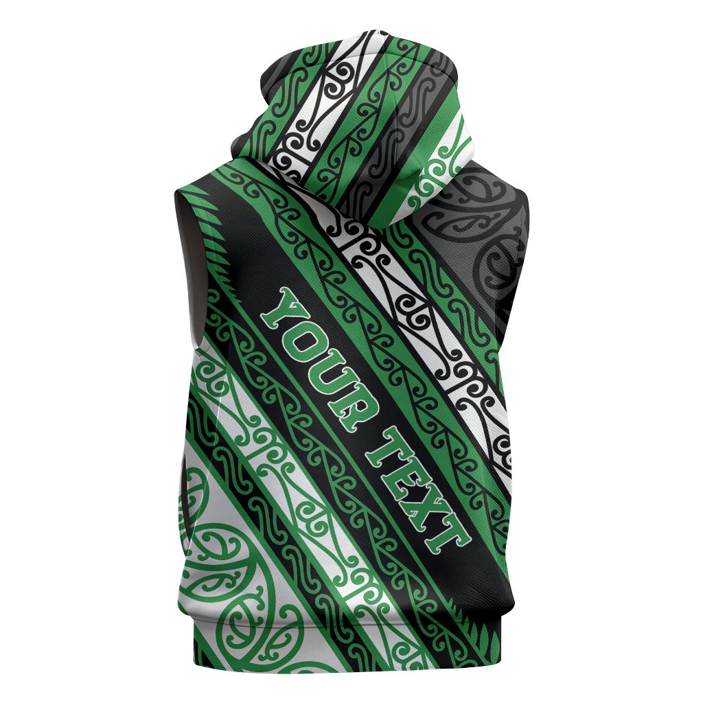 Personalised Aotearoa Ngati Maniapoto Sleeveless Hoodie New Zealand Maori Tribal Fern Pattern
