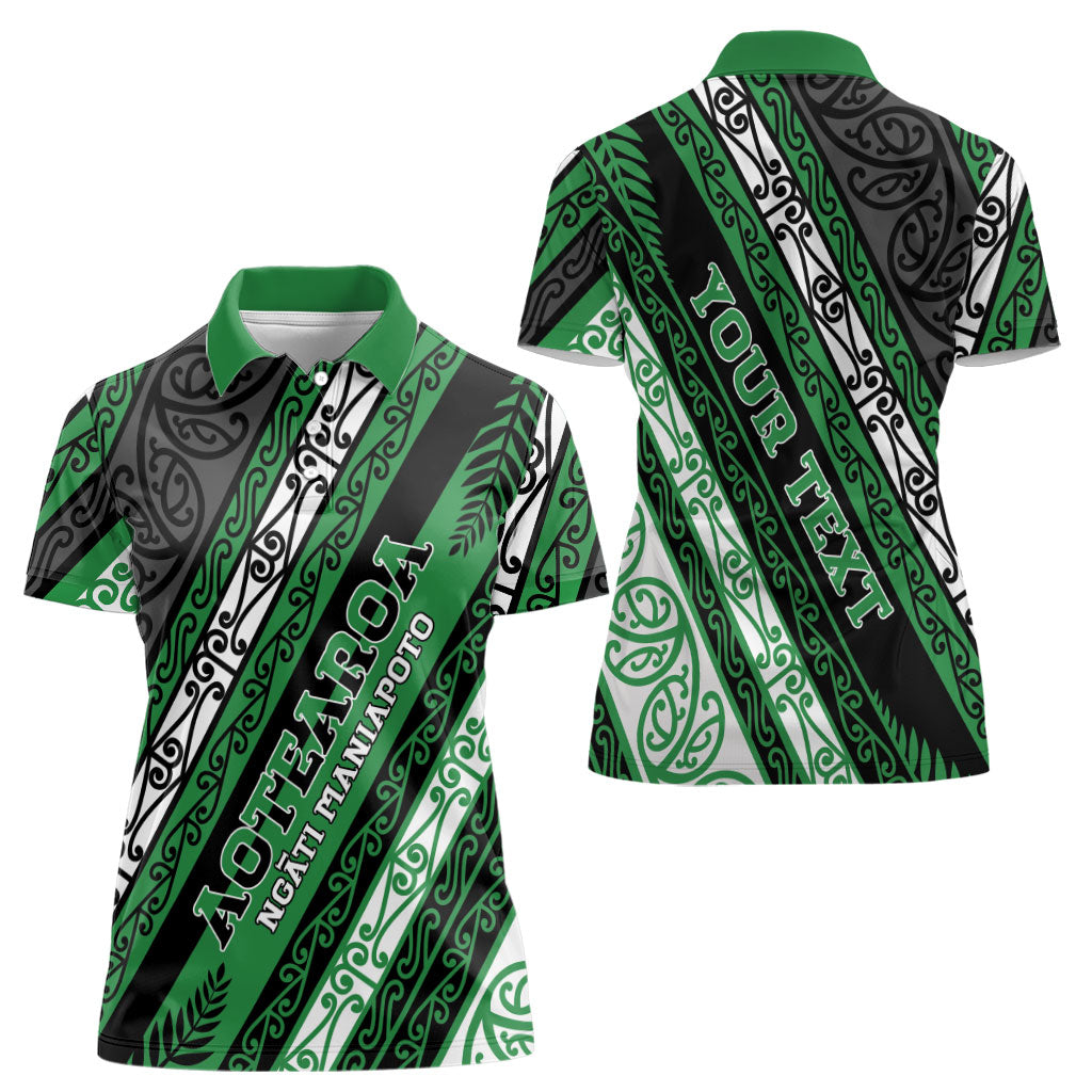 Personalised Aotearoa Ngati Maniapoto Women Polo Shirt New Zealand Maori Tribal Fern Pattern