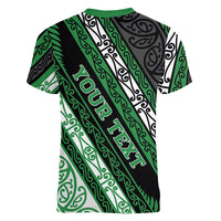 Personalised Aotearoa Ngati Maniapoto Women V-Neck T-Shirt New Zealand Maori Tribal Fern Pattern