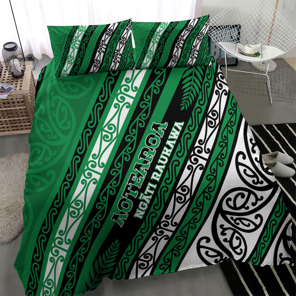 Aotearoa Ngati Raukawa Bedding Set New Zealand Maori Tribal Fern Pattern