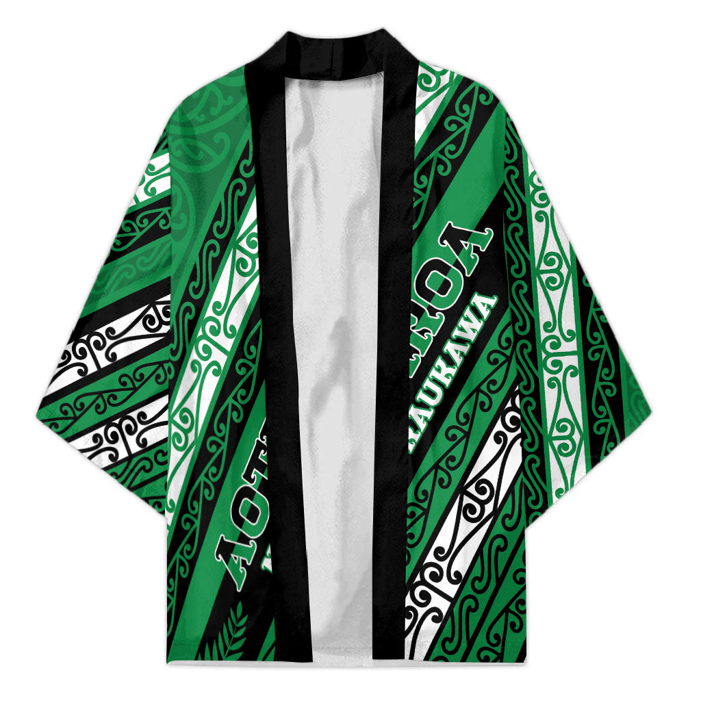 Personalised Aotearoa Ngati Raukawa Kimono New Zealand Maori Tribal Fern Pattern DT05 Unisex Green - Polynesian Pride