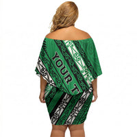 Personalised Aotearoa Ngati Raukawa Off Shoulder Short Dress New Zealand Maori Tribal Fern Pattern