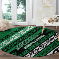 Aotearoa Ngati Raukawa Round Carpet New Zealand Maori Tribal Fern Pattern