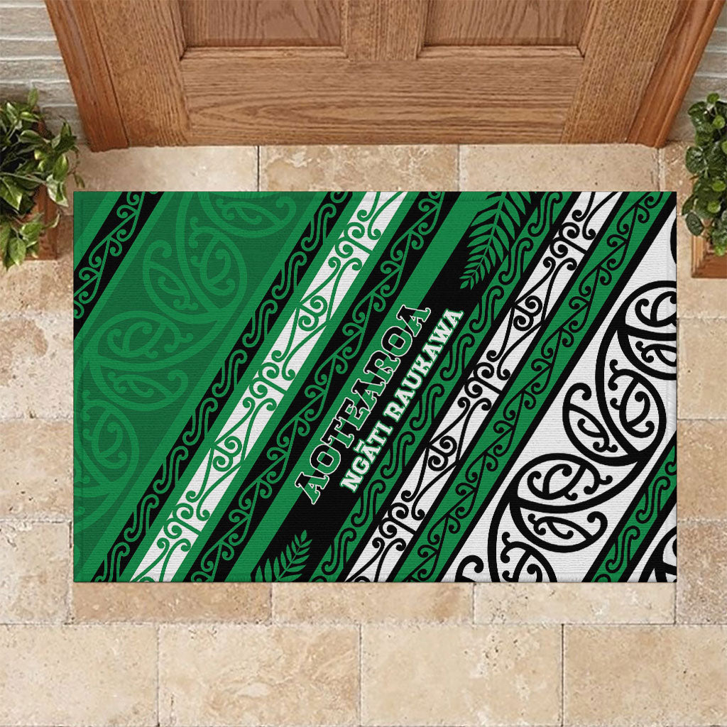 Aotearoa Ngati Raukawa Rubber Doormat New Zealand Maori Tribal Fern Pattern DT05 Green - Polynesian Pride
