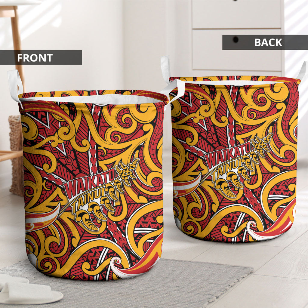 Aotearoa Waikato Tainui Laundry Basket Maori Tribal Pattern Koru Motif