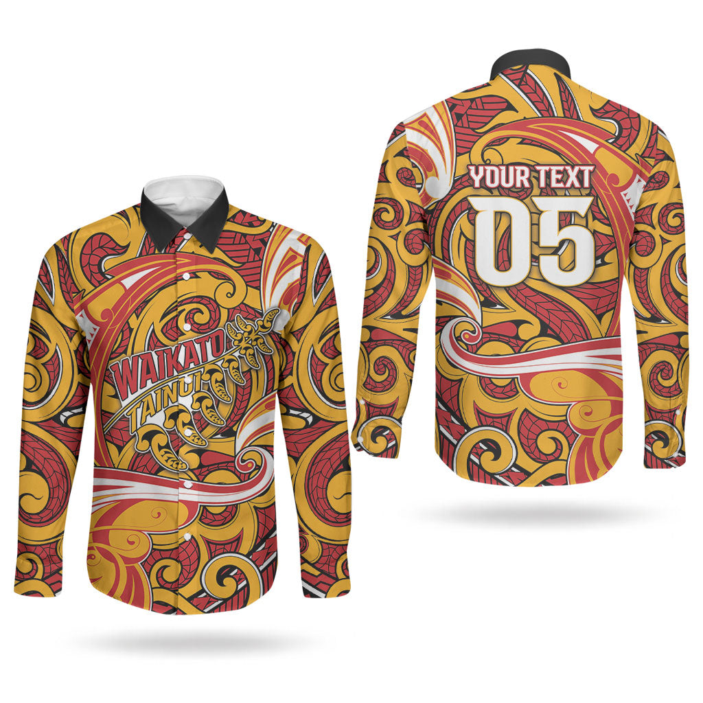 Custom Aotearoa Waikato Tainui Couples Matching Puletasi and Long Sleeve Button Shirt Maori Tribal Pattern Koru Motif