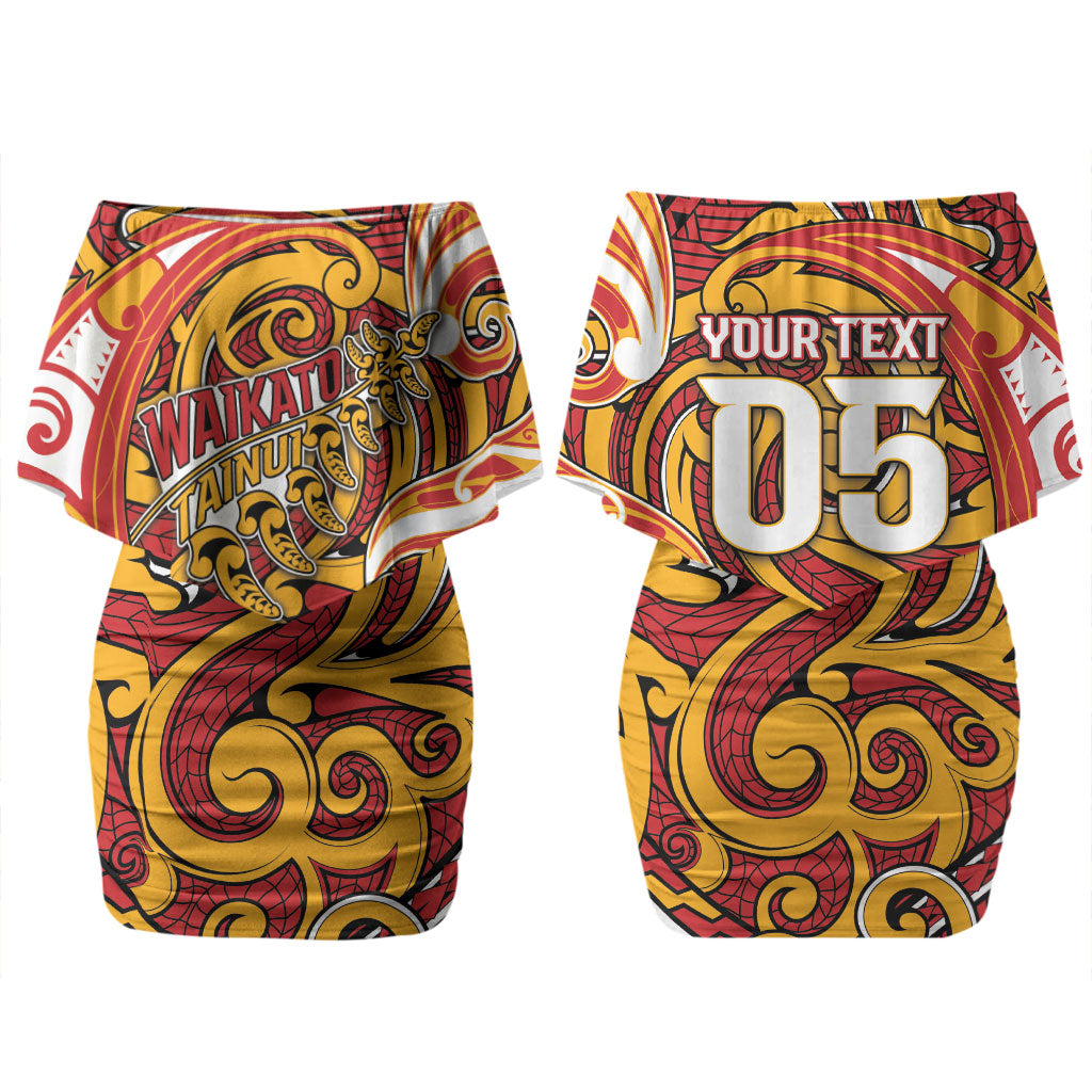 Custom Aotearoa Waikato Tainui Family Matching Off Shoulder Short Dress and Hawaiian Shirt Maori Tribal Pattern Koru Motif