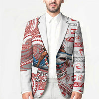 French Polynesian Christmas Blazer Santa Riding Hammerhead Shark Tahitian DT05 - Polynesian Pride