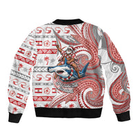 French Polynesian Christmas Bomber Jacket Santa Riding Hammerhead Shark Tahitian DT05 - Polynesian Pride