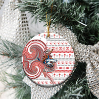 French Polynesian Christmas Ceramic Ornament Santa Riding Hammerhead Shark Tahitian DT05 - Polynesian Pride