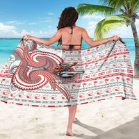 French Polynesian Christmas Sarong Santa Riding Hammerhead Shark Tahitian DT05 - Polynesian Pride