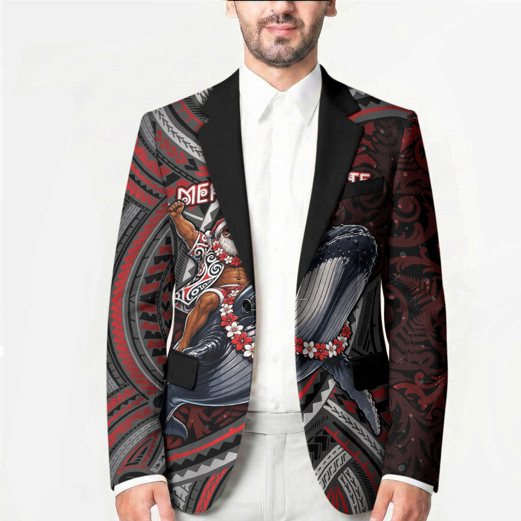 Aotearoa Christmas Blazer Santa Riding Humpback Whale Maori Koru DT05 - Polynesian Pride